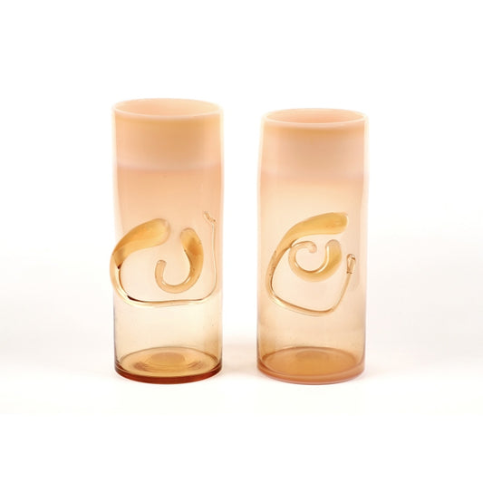 PAIR OF VASES IN SMOKED CARAMEL GLASS