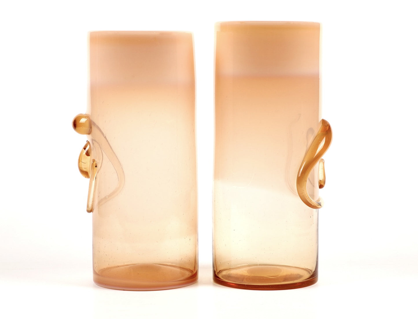 PAIR OF VASES IN SMOKED CARAMEL GLASS