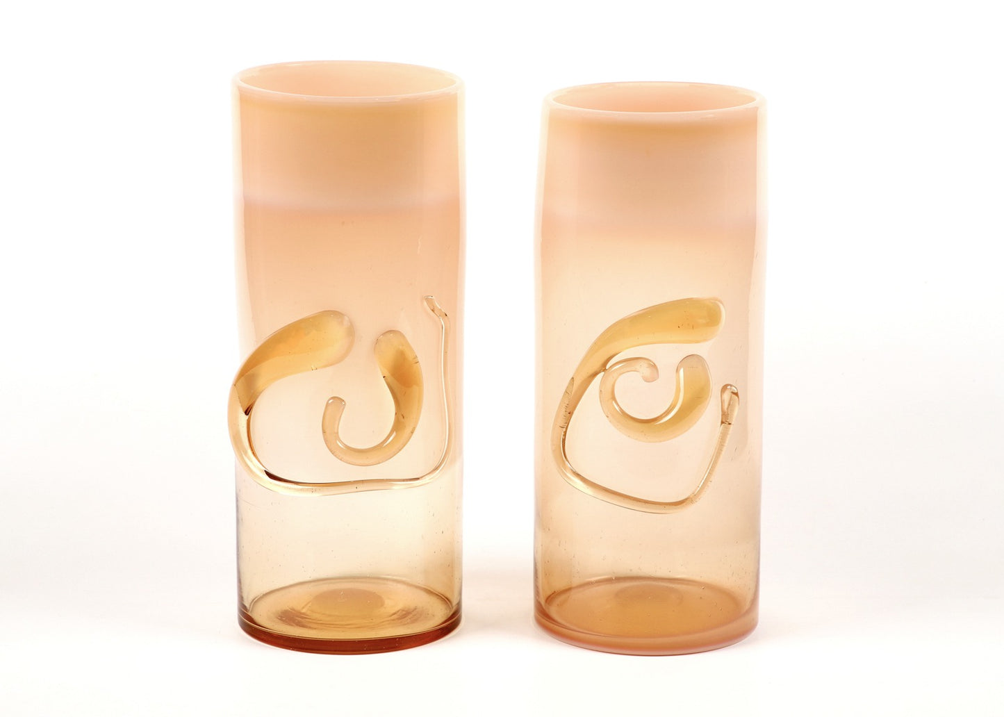 PAIR OF VASES IN SMOKED CARAMEL GLASS
