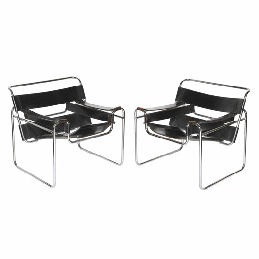 PAIR OF ARMCHAIRS IN THE WASSILY MODEL BY MARCEL BREUER