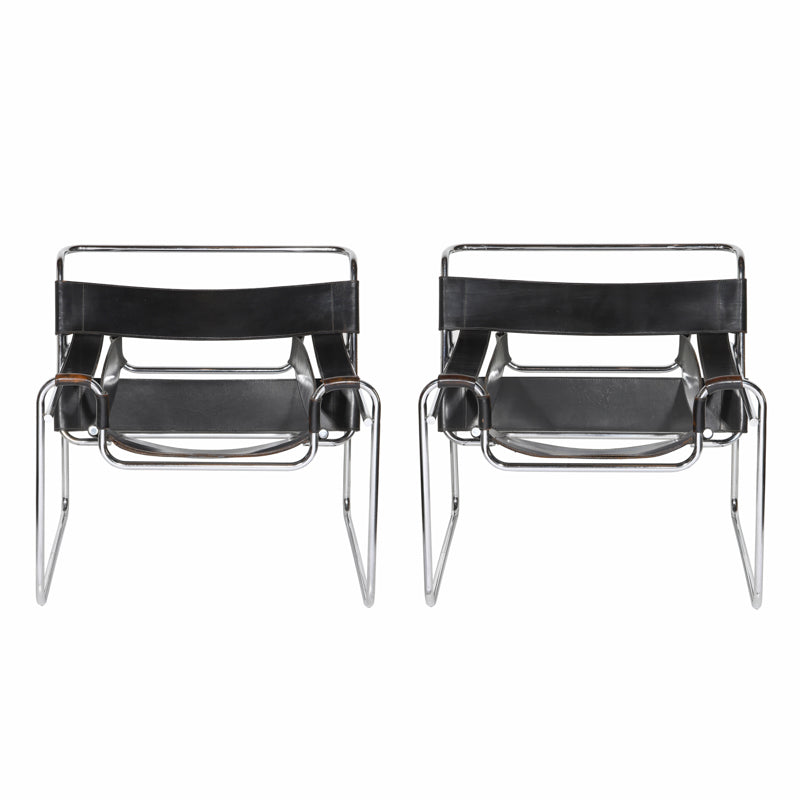 PAIR OF ARMCHAIRS IN THE WASSILY MODEL BY MARCEL BREUER