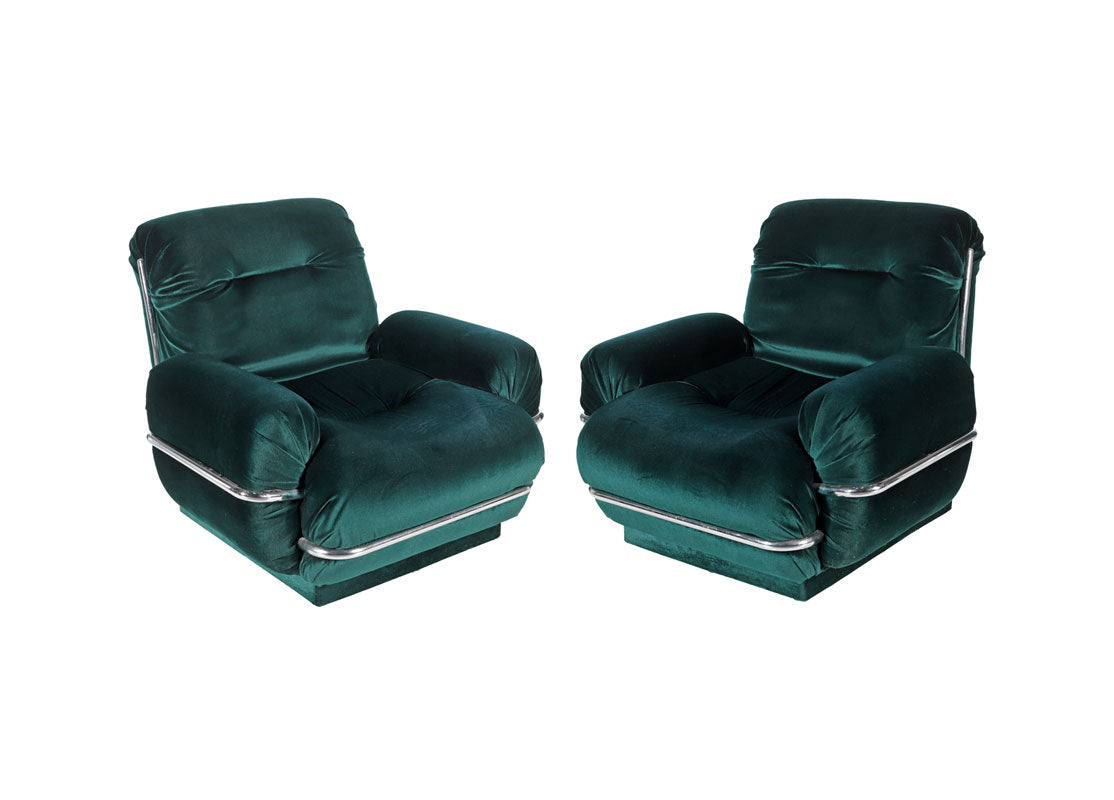 PAIR OF ITALIAN ADRIANO PIAZZESI STYLE ARMCHAIRS
