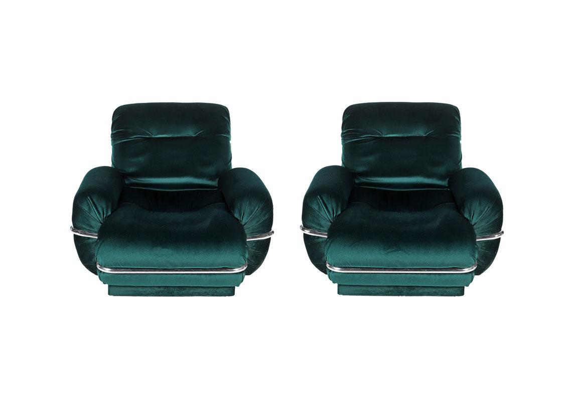 PAIR OF ITALIAN ADRIANO PIAZZESI STYLE ARMCHAIRS