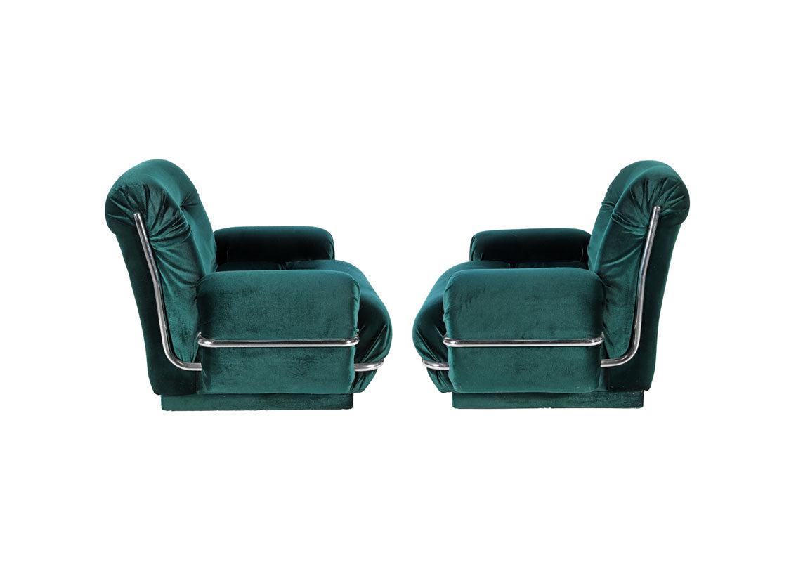 PAIR OF ITALIAN ADRIANO PIAZZESI STYLE ARMCHAIRS