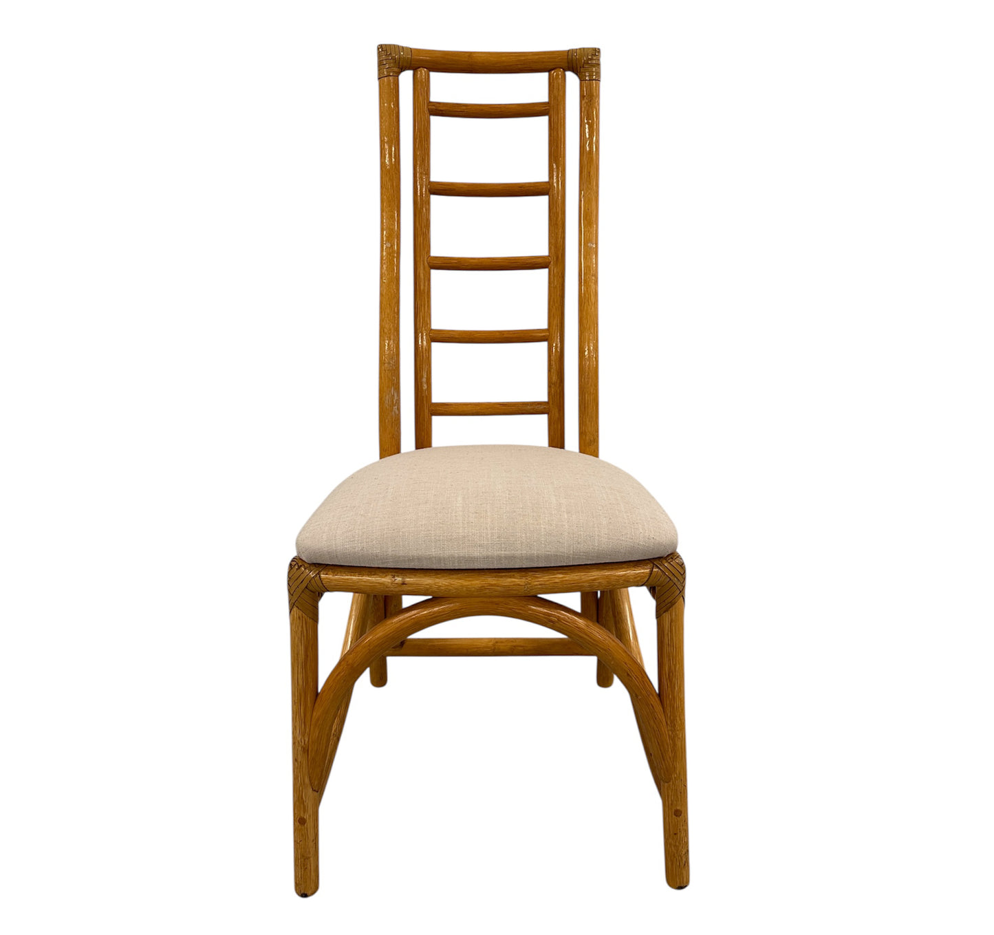 Vintage Rattan Chair with Upholstered Seat, Rattan Deco Spain, 1970s–80s