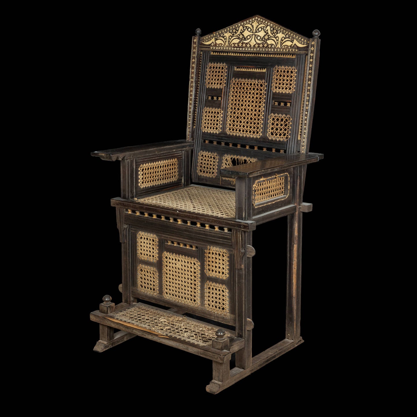 Ebony Indo-Afro-Portuguese Armchair, 17th Century