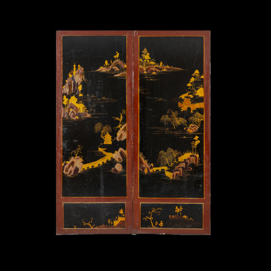 Biombo japonês de duas folhas do séc. XIX