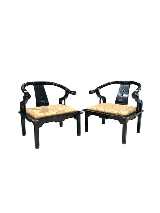 Par de cadeiras chinesas vintage estilo ferradura, anos 60