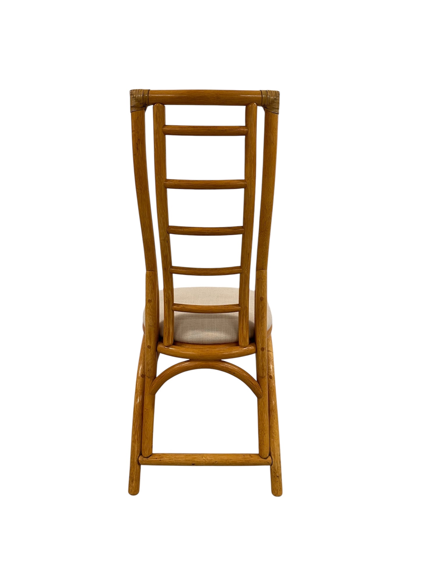 Vintage Rattan Chair with Upholstered Seat, Rattan Deco Spain, 1970s–80s