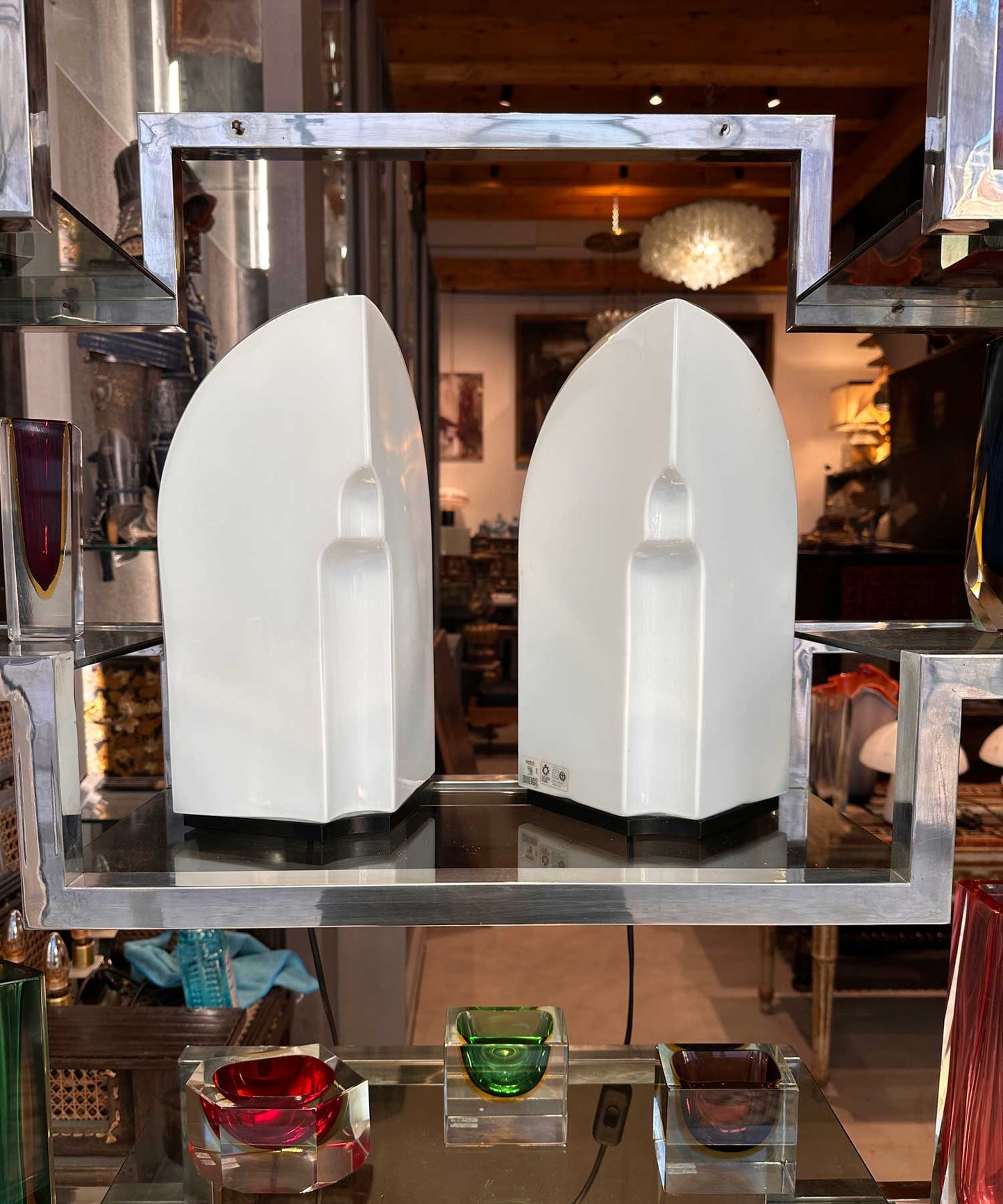 Par de candeeiros de mesa “Tiki”, Kazuhide Takahama para Leucos, Murano, Itália, anos 80