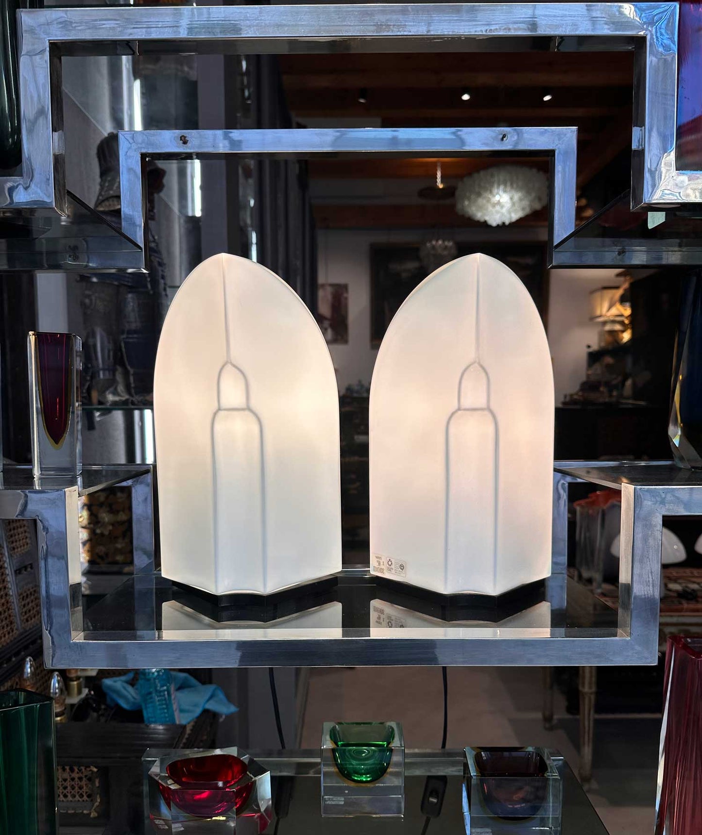 Par de candeeiros de mesa “Tiki”, Kazuhide Takahama para Leucos, Murano, Itália, anos 80