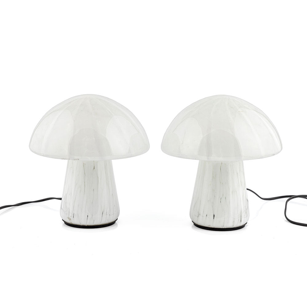 Pair of Mushroom-shaped table lamps in Murano glass