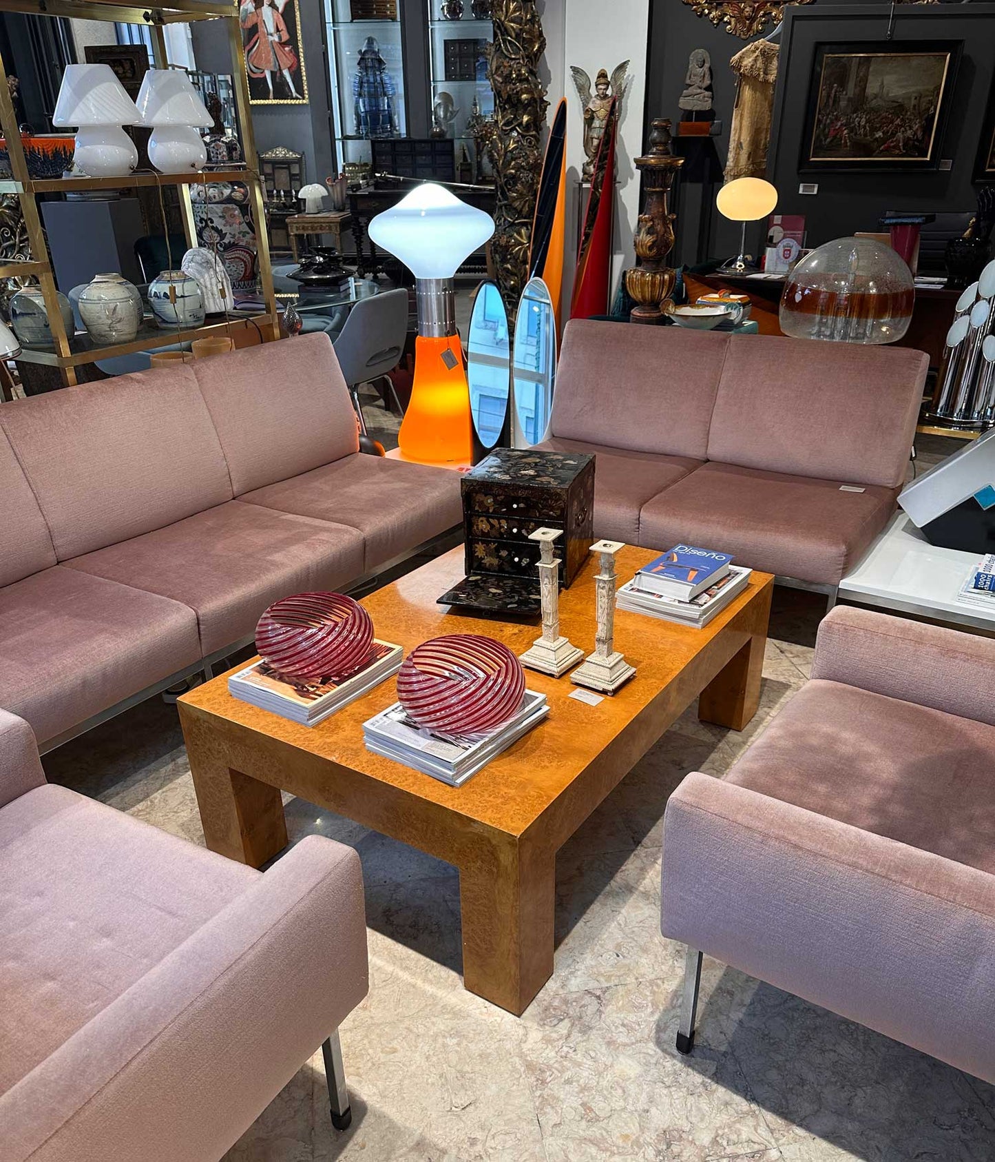 Mesa de centro em raiz, estilo Milo Baughman, anos 70