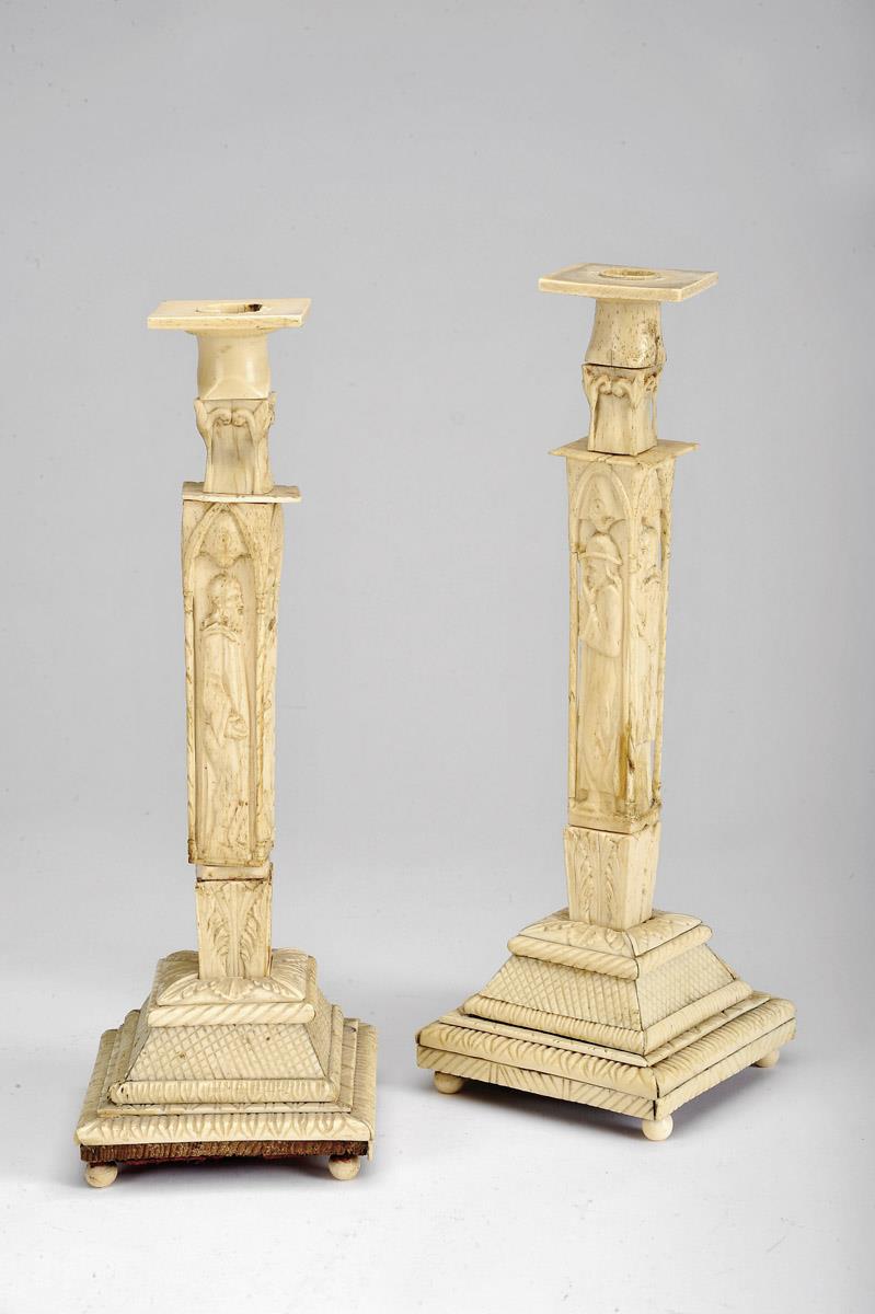 Pair of Italian bone candlesticks