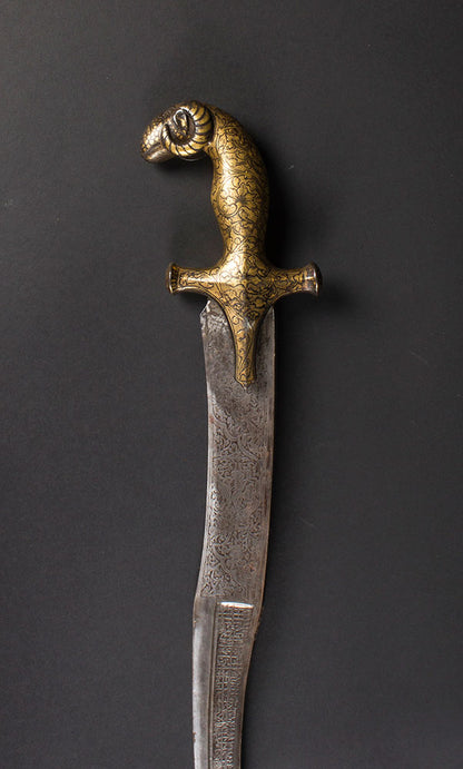 Ram-head-hilted Indian sword