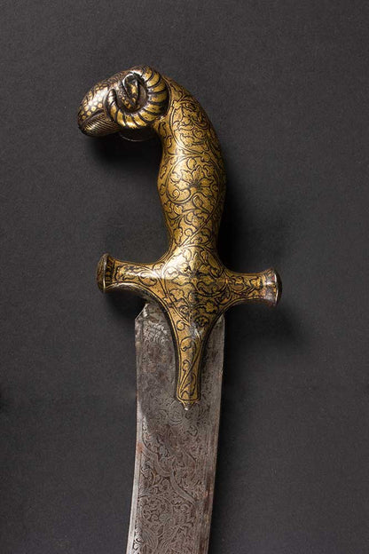 Ram-head-hilted Indian sword