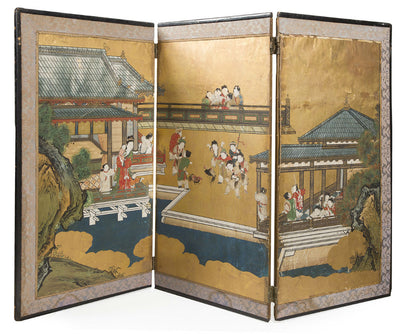 Pair of Japanese folding screens. Edo period.