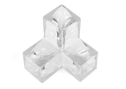 THREE SECTION CUBIST CLEAR AND FROSTED CRYSTAL BOWL BY DAUM