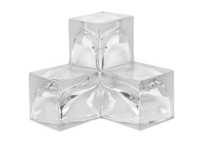 THREE SECTION CUBIST CLEAR AND FROSTED CRYSTAL BOWL BY DAUM