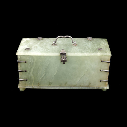 18th Century Chest in Bowenite and silver