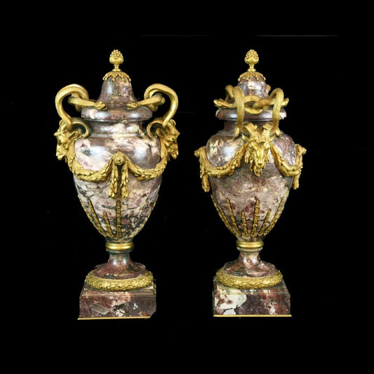 Pair of French marble vases. 19th century