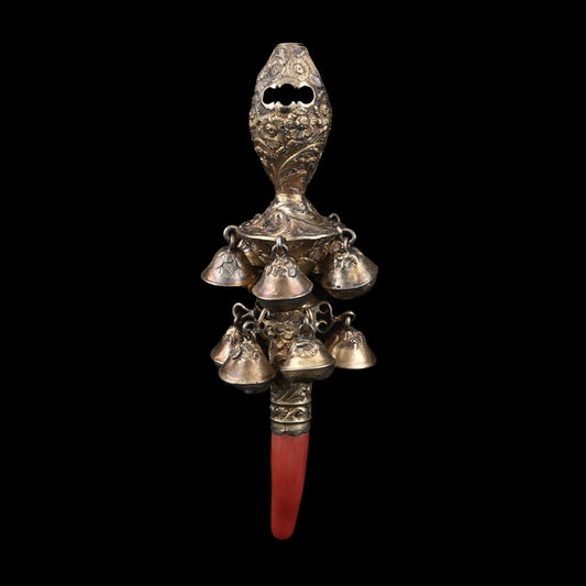 Victorian golden silver rattle