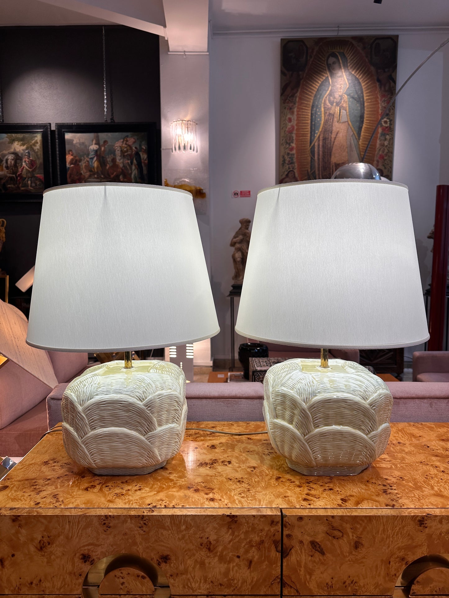 Pair of Ceramic Table Lamps, Costa for Tommaso Barbi, Italy, 1970s