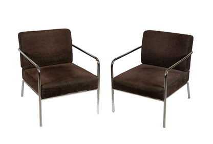 PAIR OF BROWN ITALIAN ARMCHAIRS