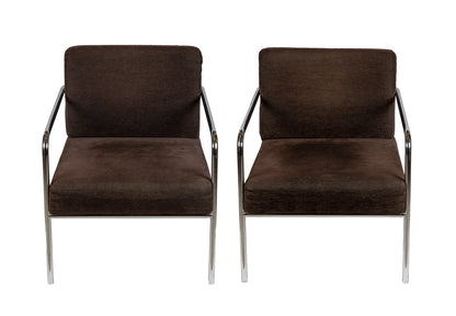 PAIR OF BROWN ITALIAN ARMCHAIRS