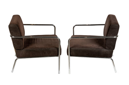 PAIR OF BROWN ITALIAN ARMCHAIRS