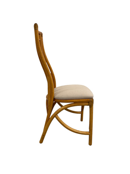 Vintage Rattan Chair with Upholstered Seat, Rattan Deco Spain, 1970s–80s