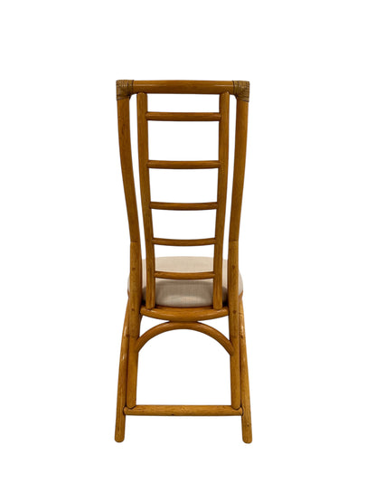 Vintage Rattan Chair with Upholstered Seat, Rattan Deco Spain, 1970s–80s