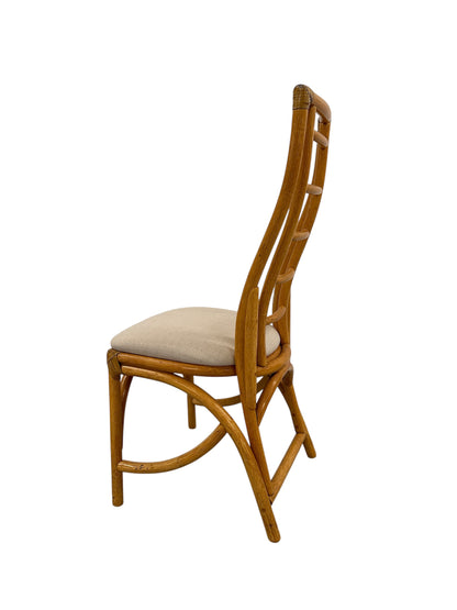 Vintage Rattan Chair with Upholstered Seat, Rattan Deco Spain, 1970s–80s