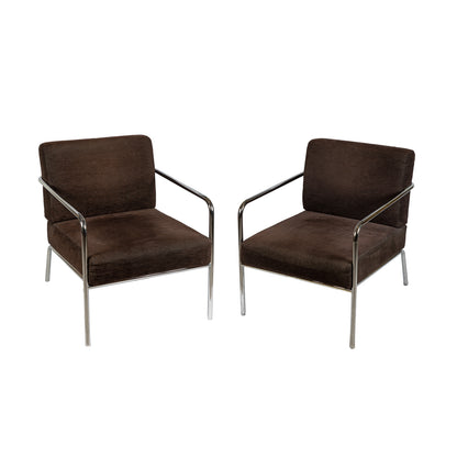 PAIR OF BROWN ITALIAN ARMCHAIRS