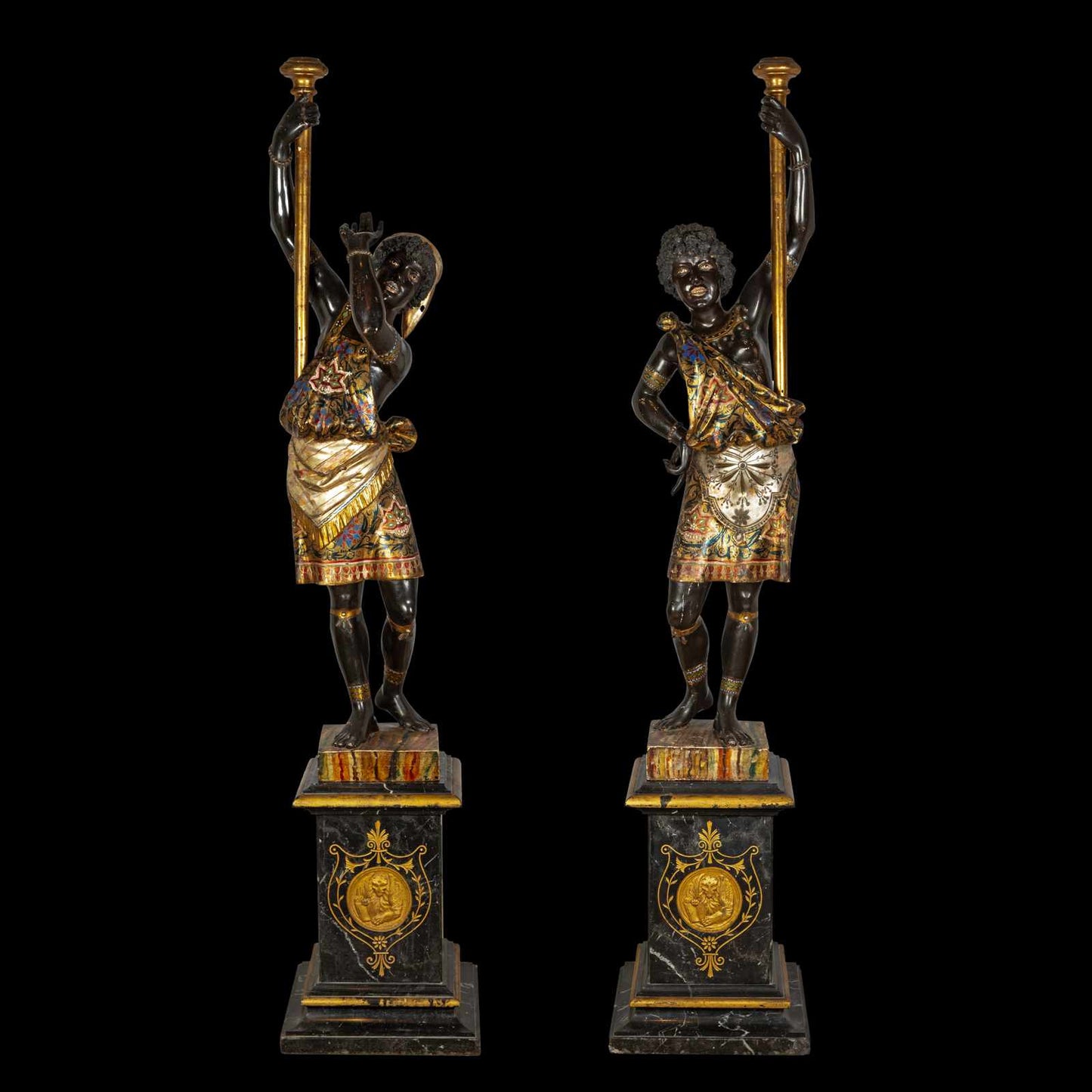 Pair Italian Venetian Blackamoor Figures