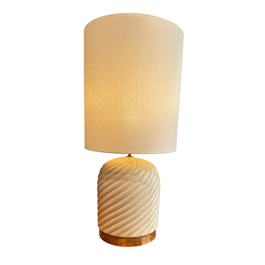 Ceramic Table Lamp in Cream Tone by Tommaso Barbi, Italy, 1970s