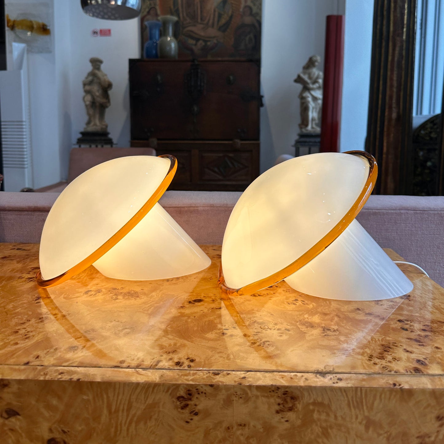 Pair of Vasetto model table lamps by Vistosi, Italy, 1970s