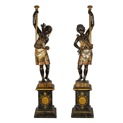 Pair Italian Venetian Blackamoor Figures